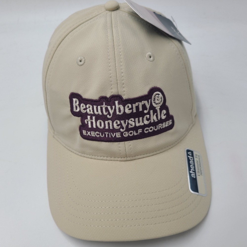 Beautyberry & Honeysuckle Executive Golf Courses Hat Adjustable Beige Purple Men